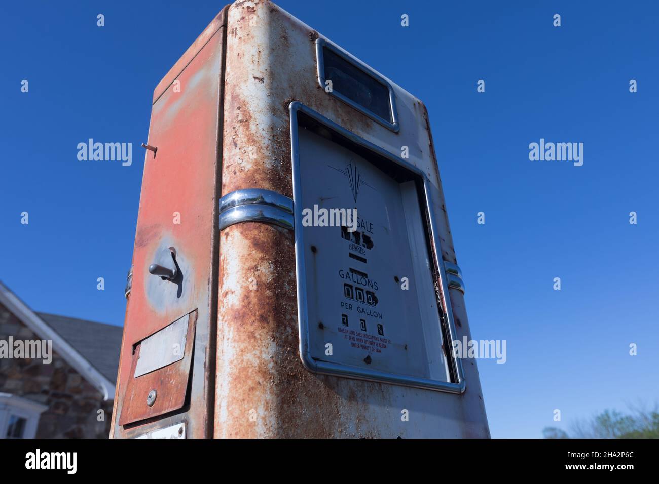 Cuba, Missouri, MO, USA On Route 66, an old vintage gas pump Wagon