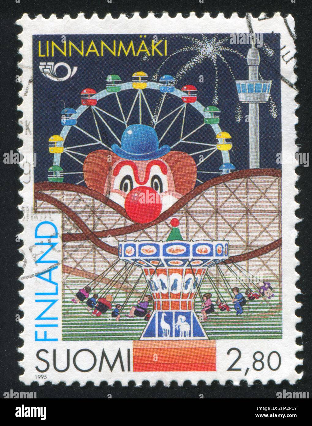 FINLAND - CIRCA 1995: stamp printed by Finland, shows Linnanmaki amusement park, Helsinki, circa 1995 Stock Photo