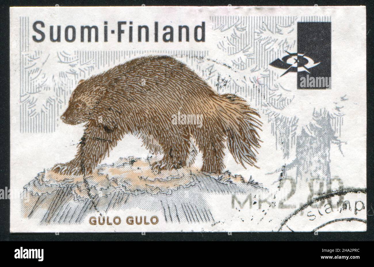 FINLAND - CIRCA 1983: stamp printed by Finland, shows Wolverine , circa 1983 Stock Photo