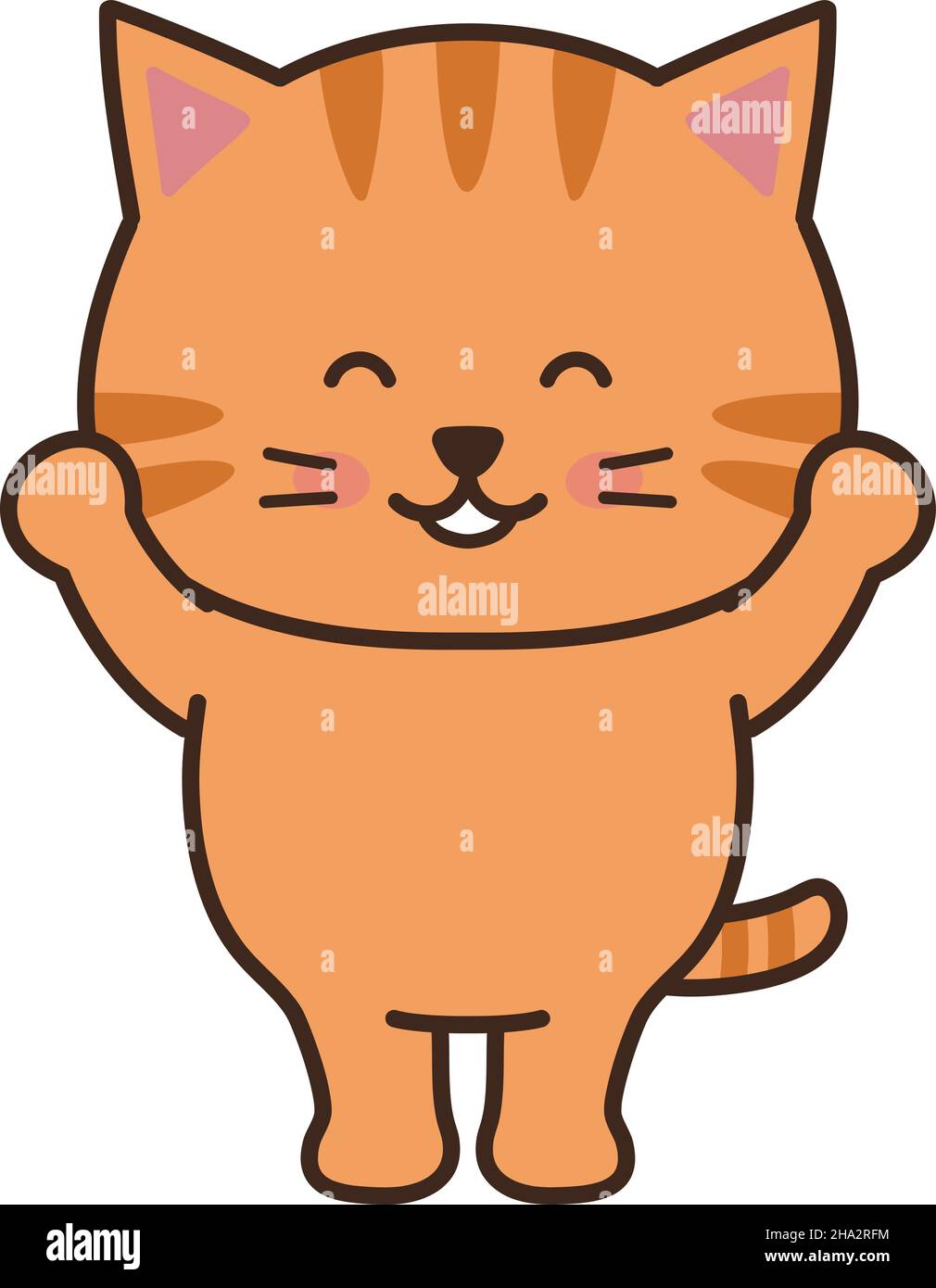 Tabby cat feels great joy. Vector illustration isolated on a white ...