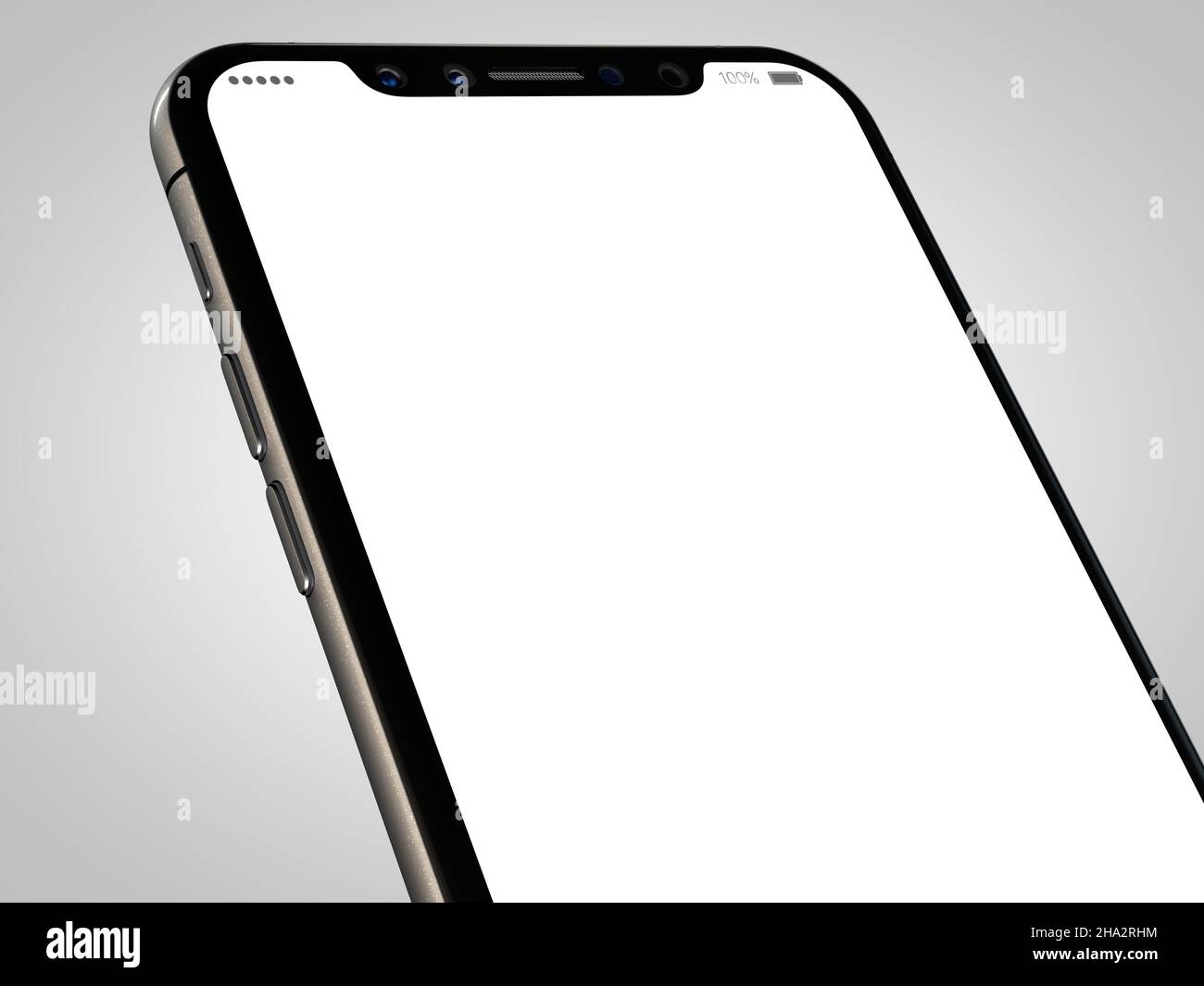 3D rendering of a smartphone with a blank white screen Stock Photo - Alamy