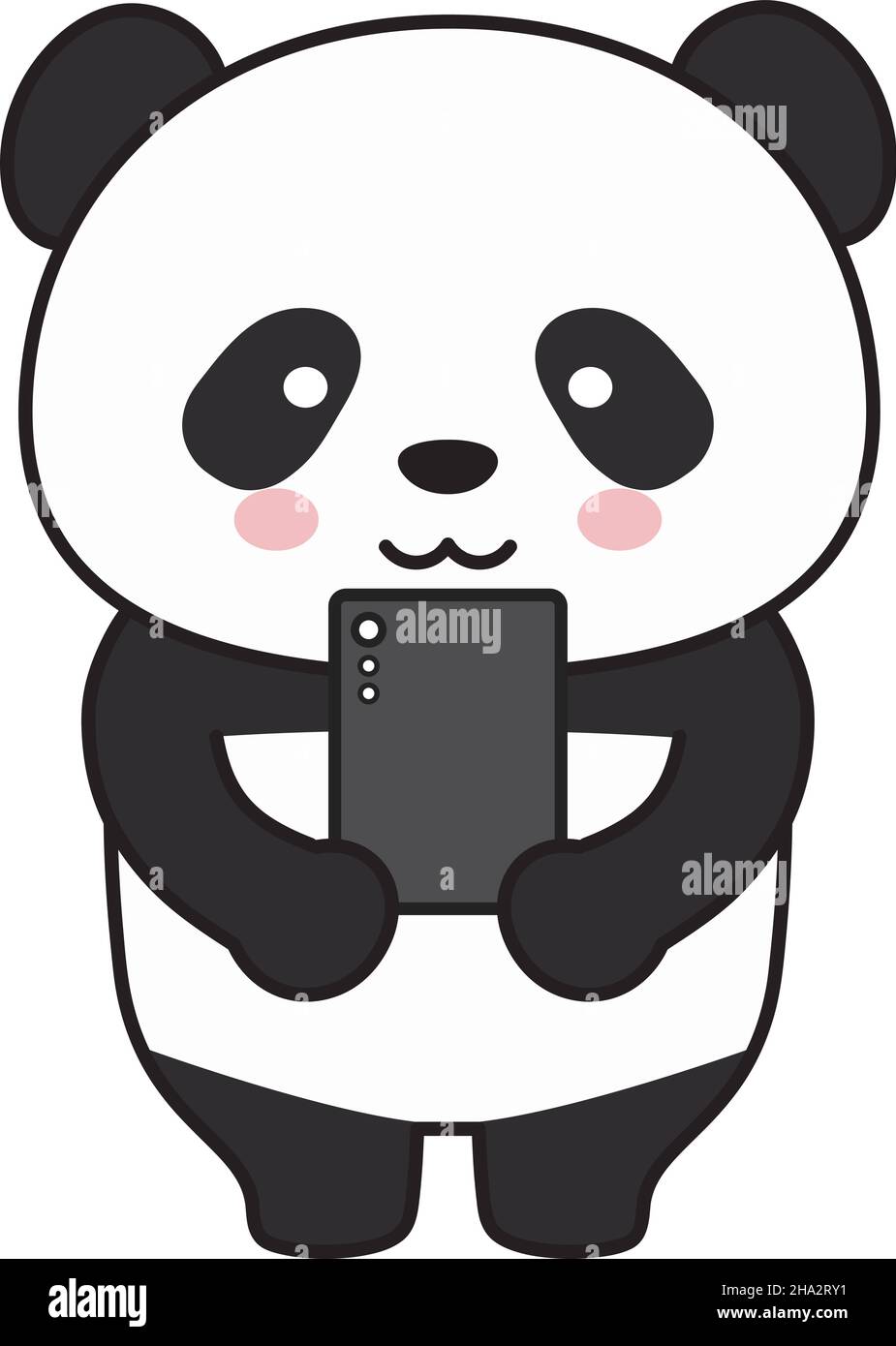 Panda with a smartphone. Vector illustration isolated on a white ...