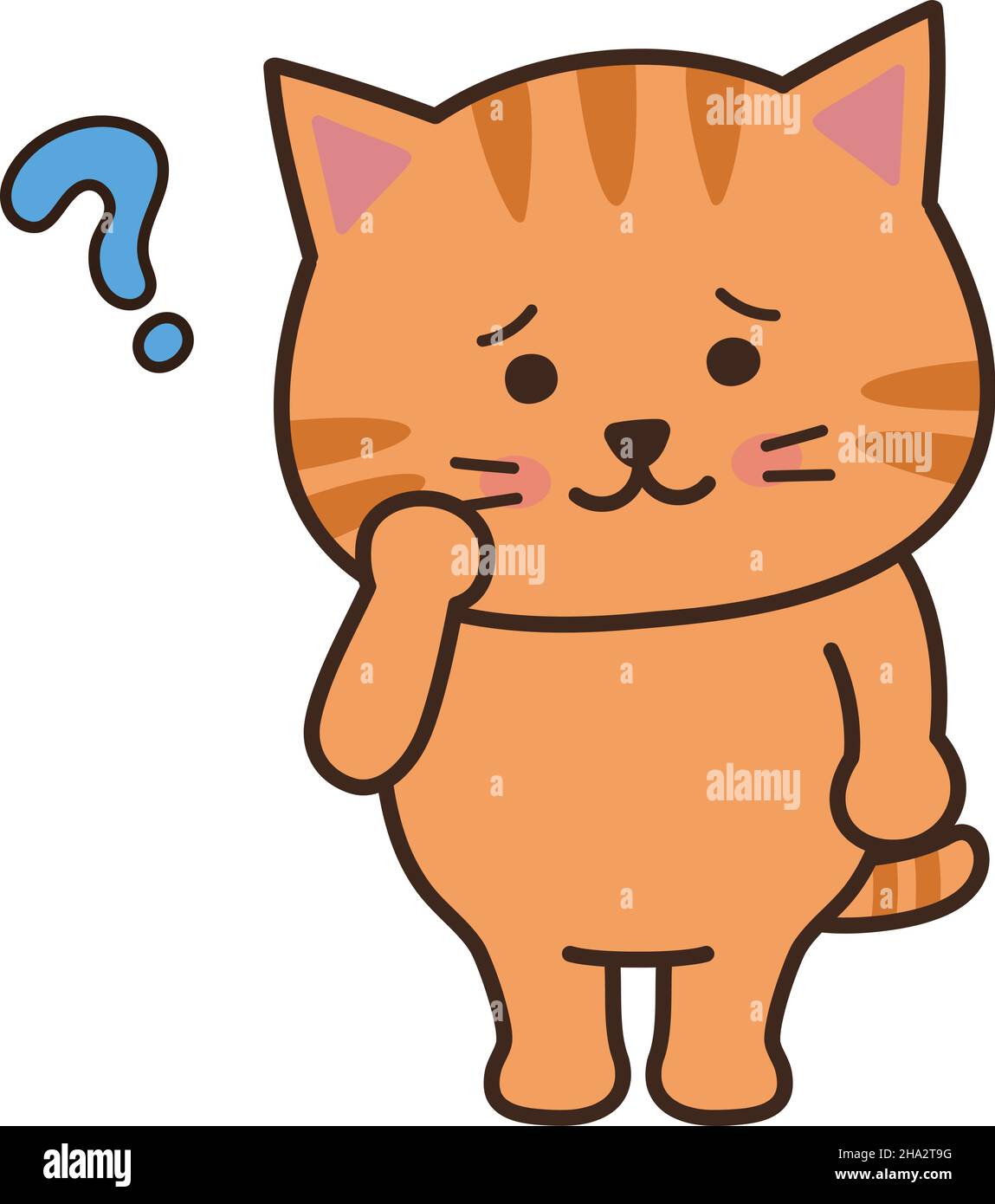 Tabby cat having doubts. Vector illustration isolated on a white background. Stock Vector