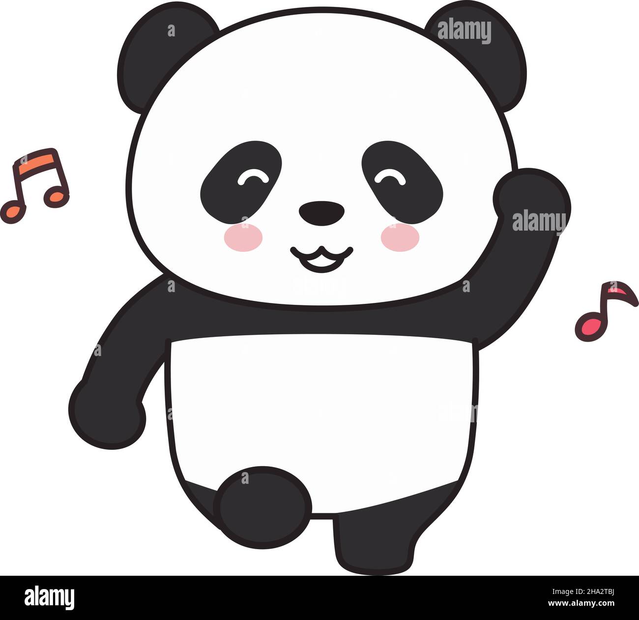 Panda dancing happily with musical notes. Vector illustration isolated on a  white background Stock Vector Image & Art - Alamy