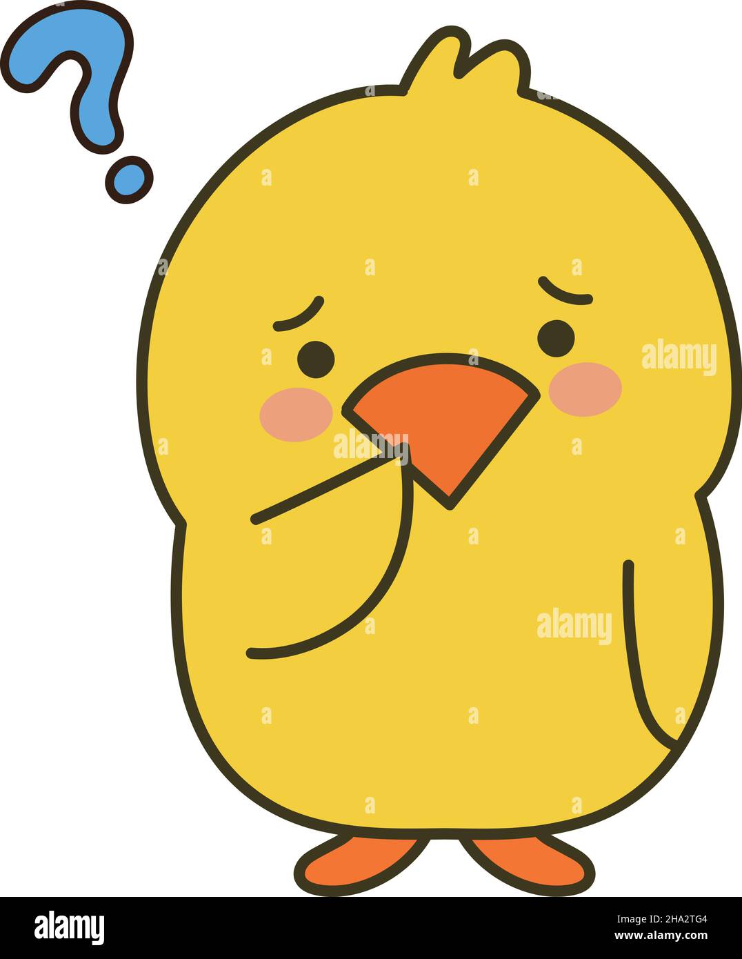 Chick having doubts. Vector illustration isolated on a white background ...