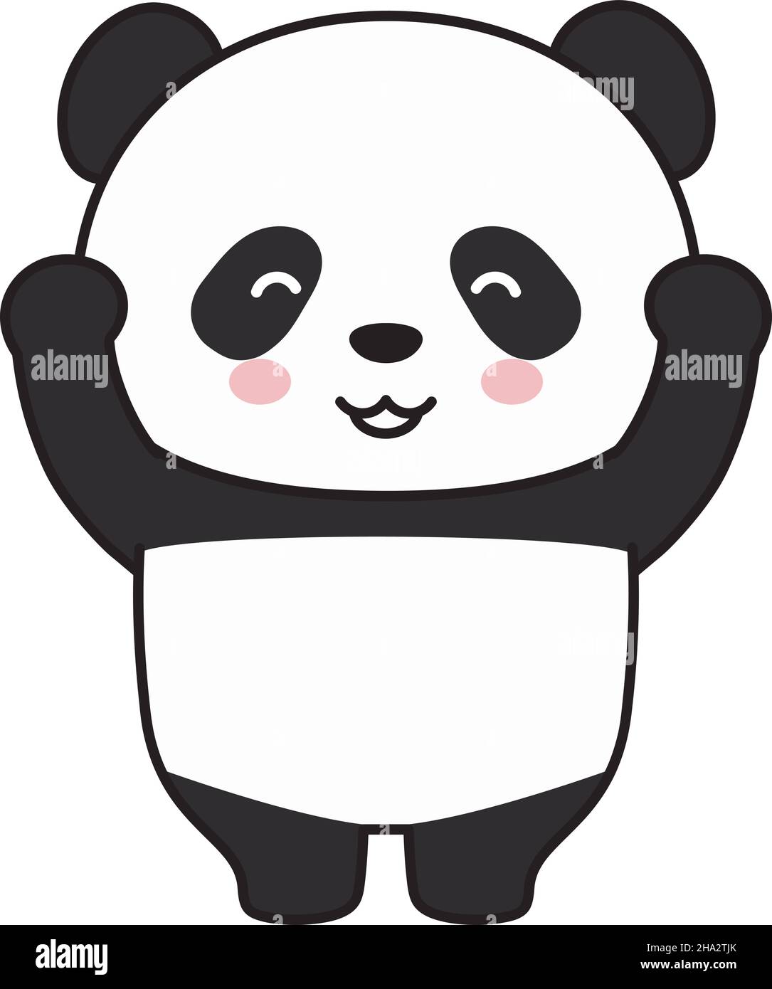 Panda feels great joy. Vector illustration isolated on a white background. Stock Vector