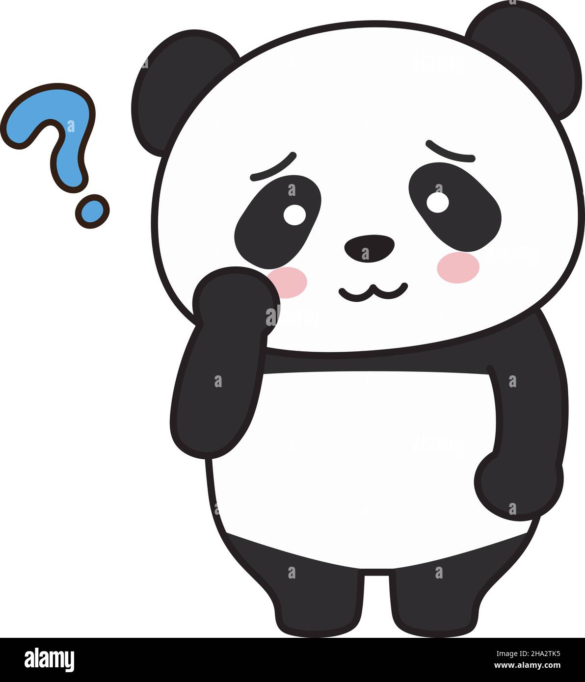 Panda having doubts. Vector illustration isolated on a white background. Stock Vector