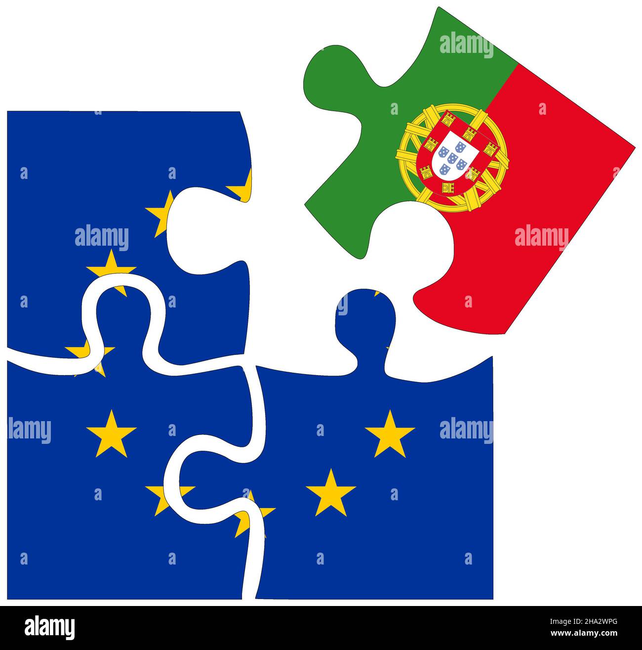 EU - Portugal : puzzle shapes with flags, symbol of agreement or friendship Stock Photo