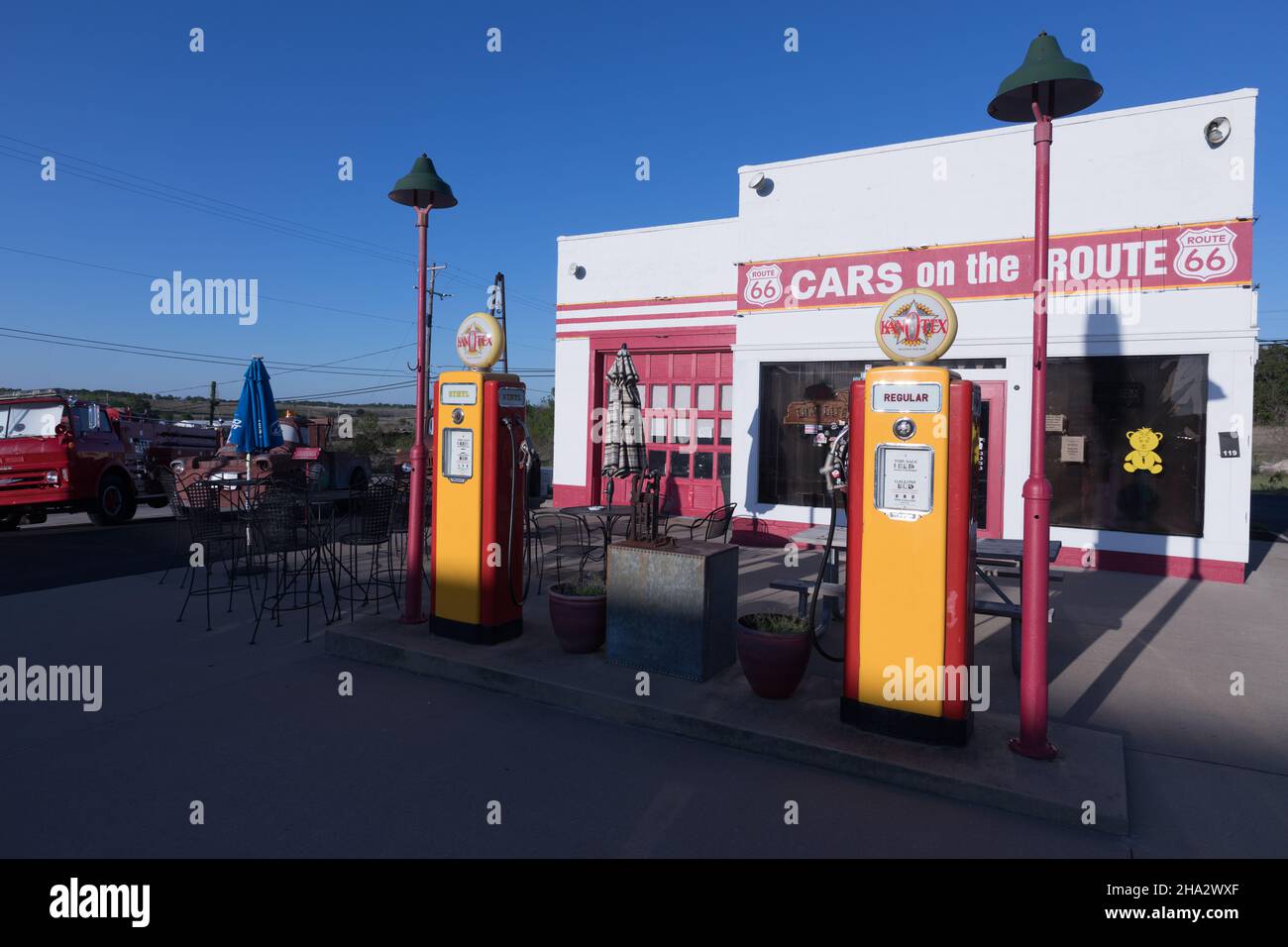 Galena, Kansas, KS, USA Cars On The Route, an old refurbished Kanex gas