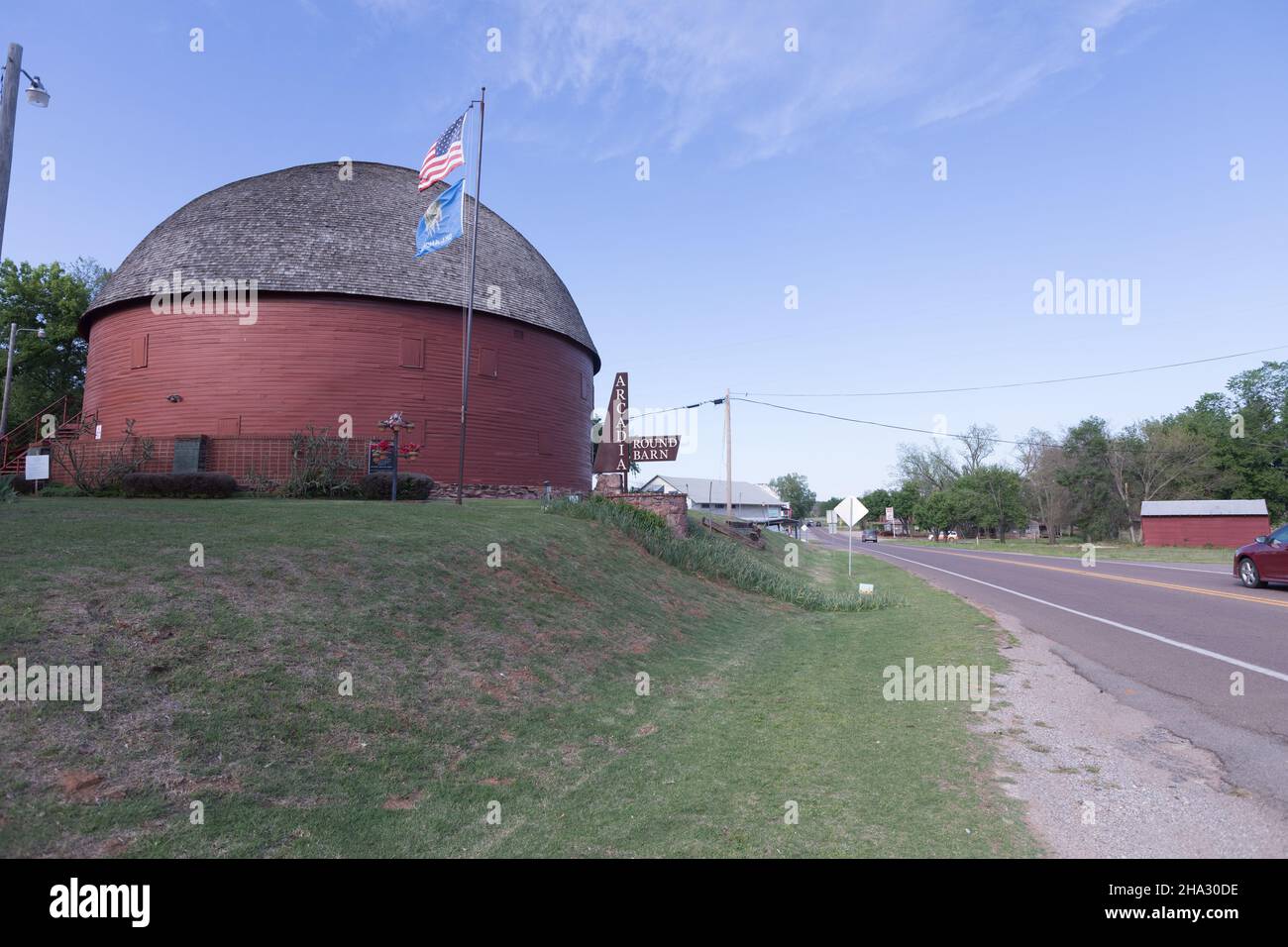 Arcadia Oklahoma, Arcadia Round Barn Stock Photo