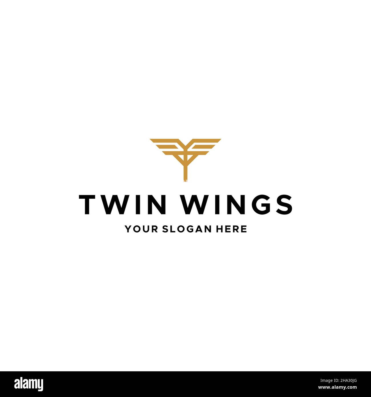 Flat letter mark initial T TWIN WINGS logo design Stock Vector