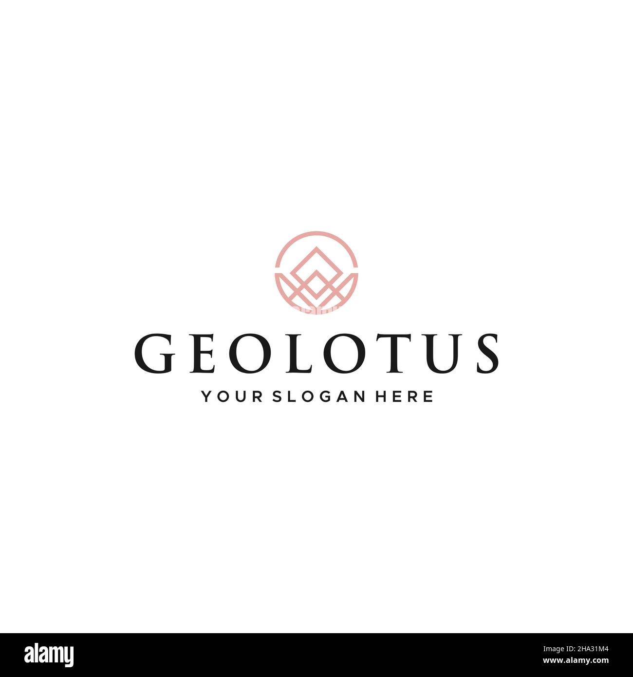 Minimalist simple line art GEO LOTUS logo design Stock Vector