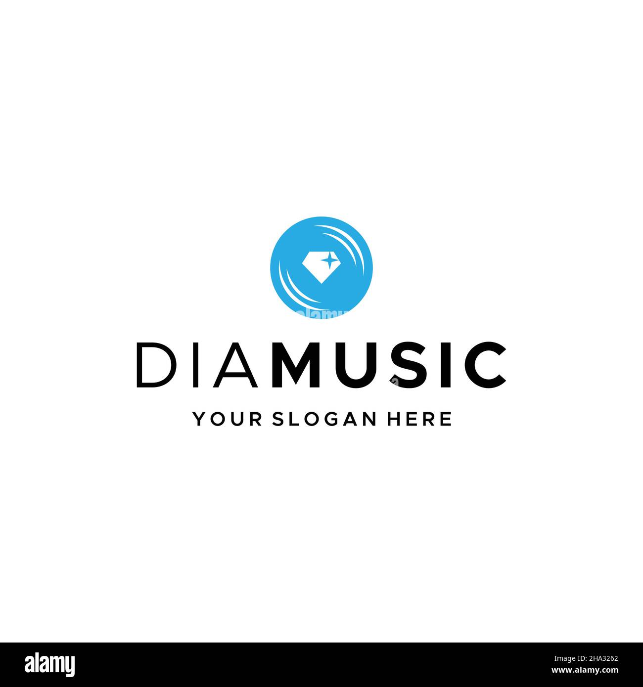 Minimalist DIA MUSIC circle gemstone logo design Stock Vector