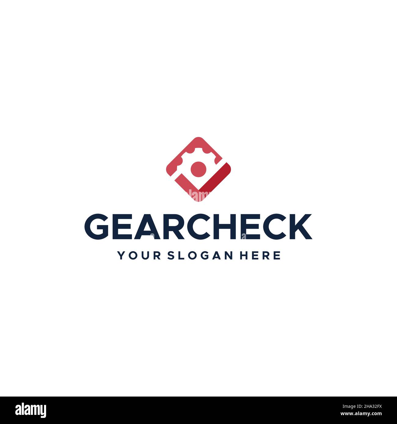 Minimalist colorful GEAR CHECK circle logo design Stock Vector