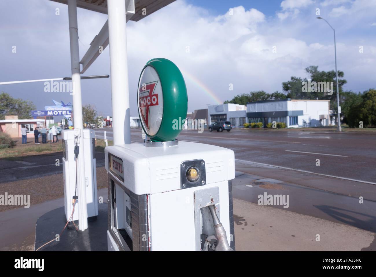 Tucumcari, New Mexico, NM 1950s Conoco gas station on Route 66 under a
