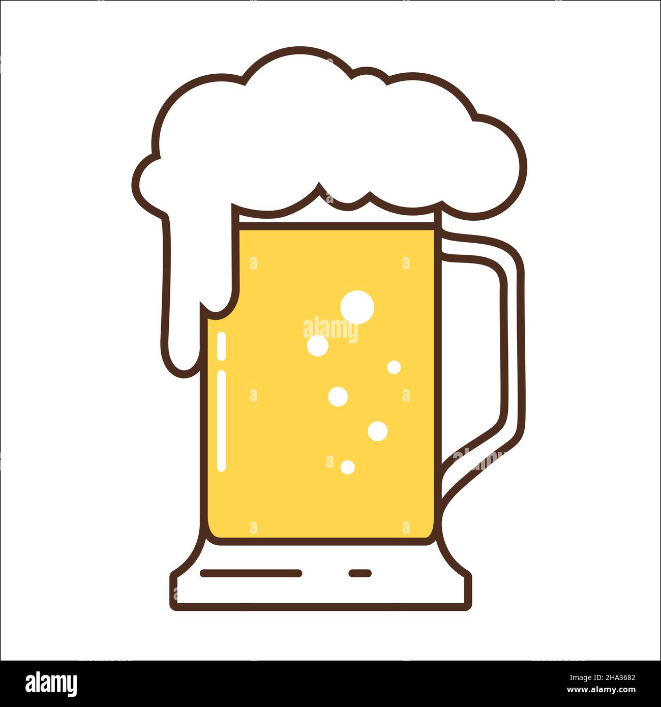 Vector icon of a mug with light beer and foam. Colored icon for the bar ...