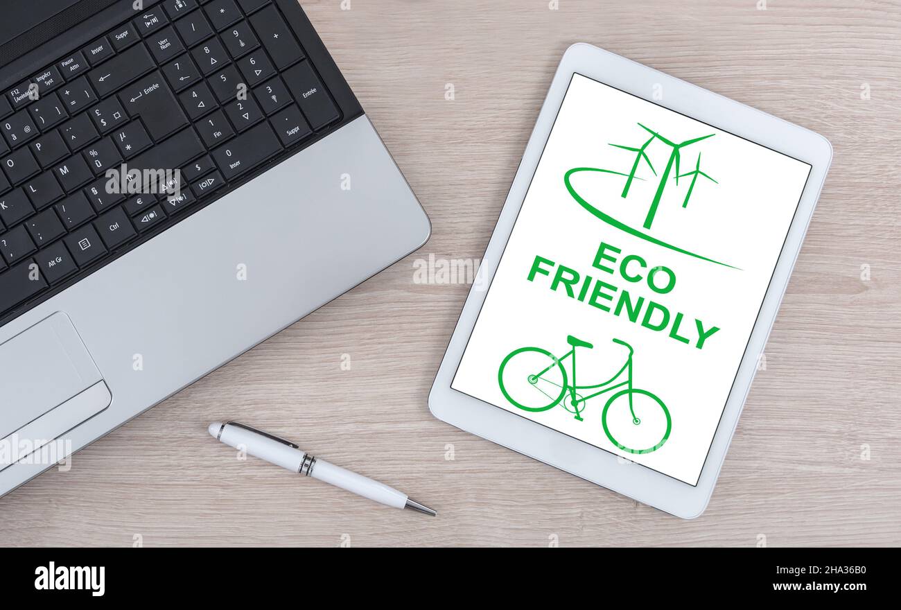 Eco friendly concept shown on a digital tablet Stock Photo