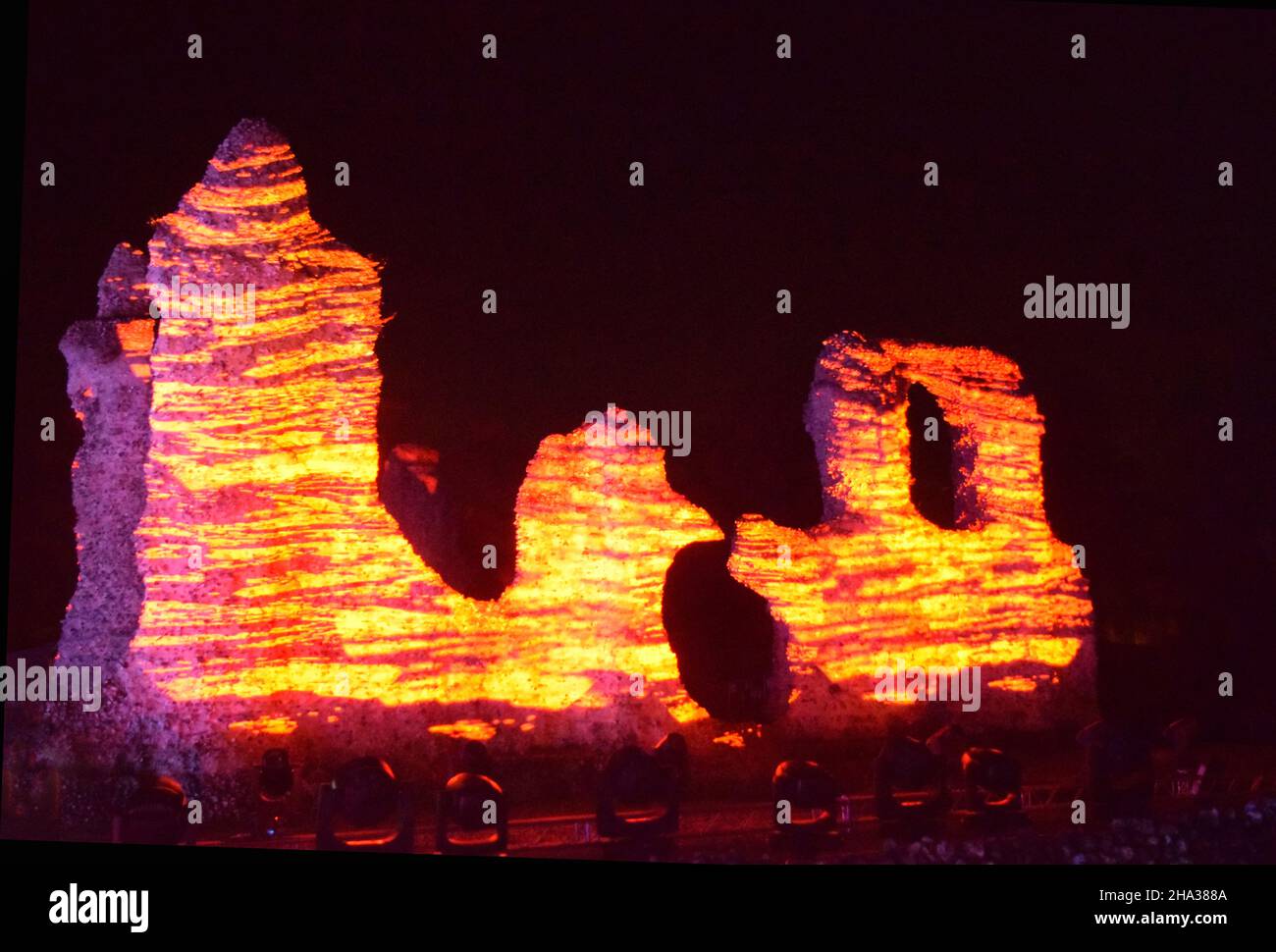 Bury St Edmunds, Abbey ruins, Illuminabbey,Christmas 2021 Stock Photo