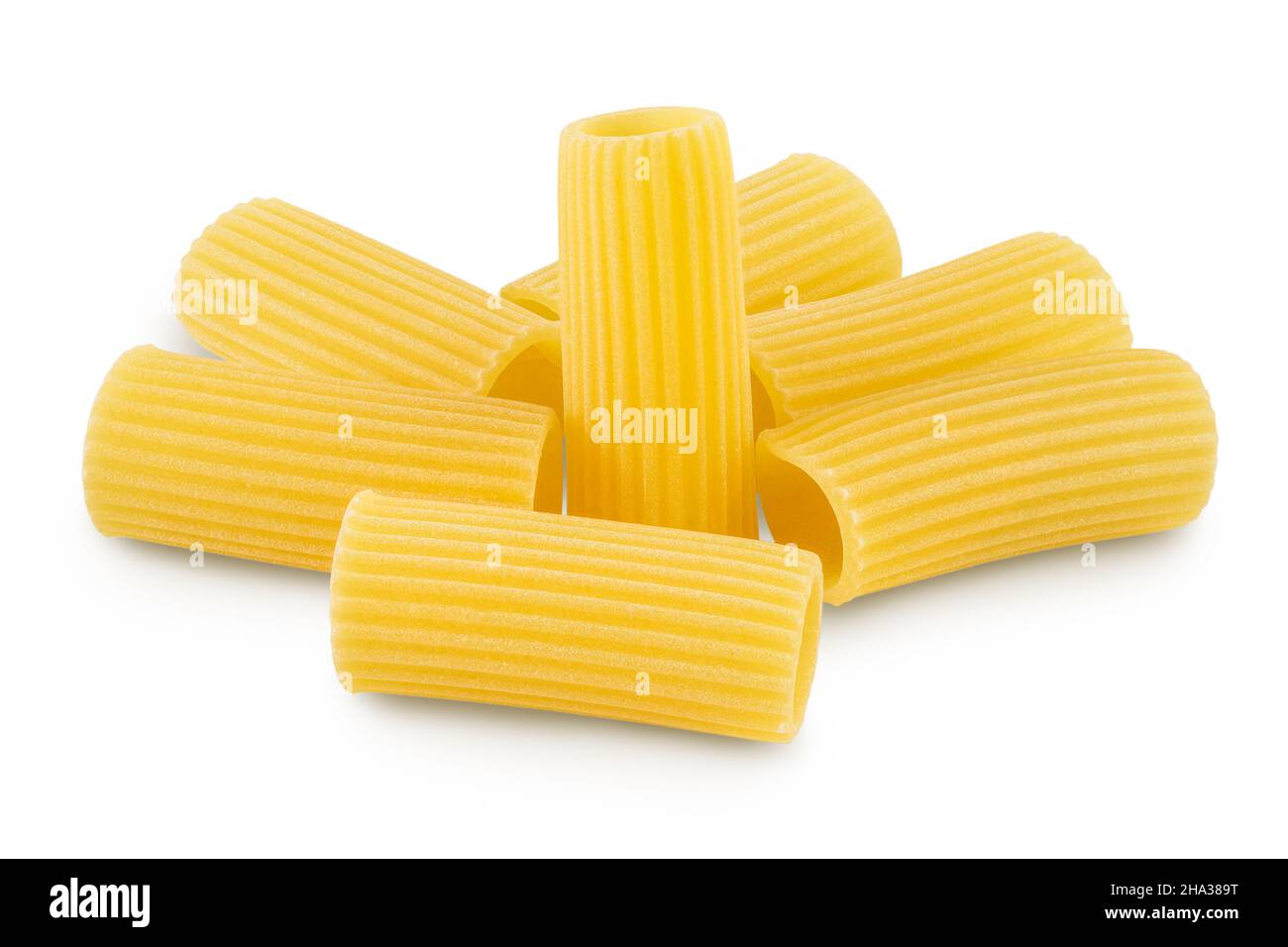 Smooth Rigatoni Without Ridges raw italian Rigatoni pasta isolated on white background with clipping ...