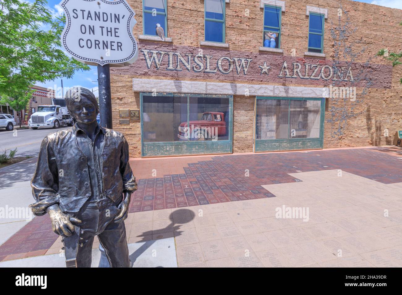 Winslow, Arizona USA A corner in Winslow on Route 66 commemorates The