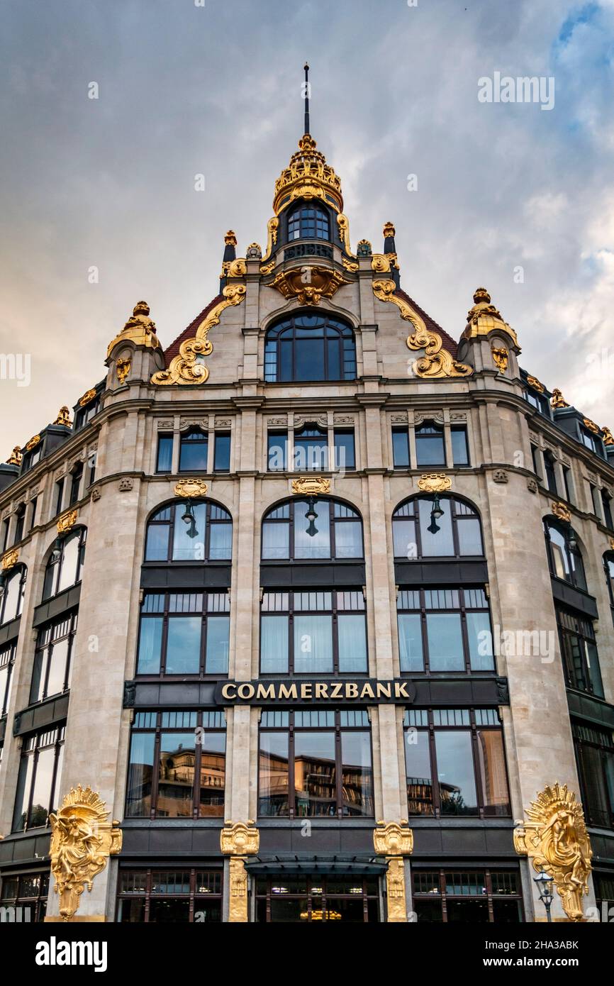 Commerzbank Leipzig, former department store Topas, Leipzig, Saxony Stock Photo
