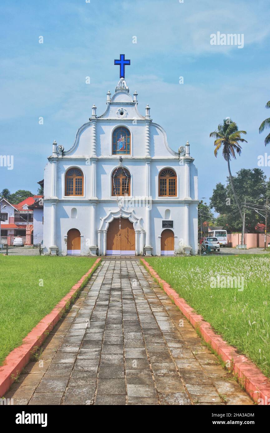 Portuguese colonial Church of Our Lady of Hope, Nossa Senhora de Esperanca on Vypeen Island, Kochi, Kerala, India Stock Photo