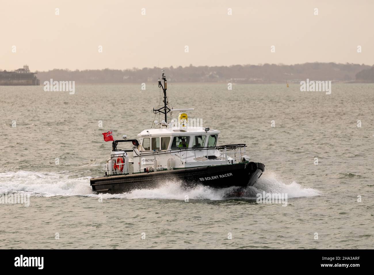 Admiralty Pilot SD Solent Racer vessel at speed in the Solent. Stock Photo