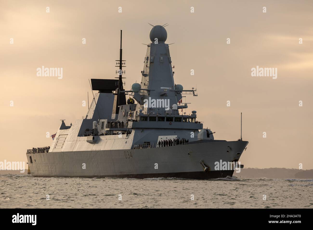 December 9th 2021, HMS Diamond arriving in the Solent. Stock Photo