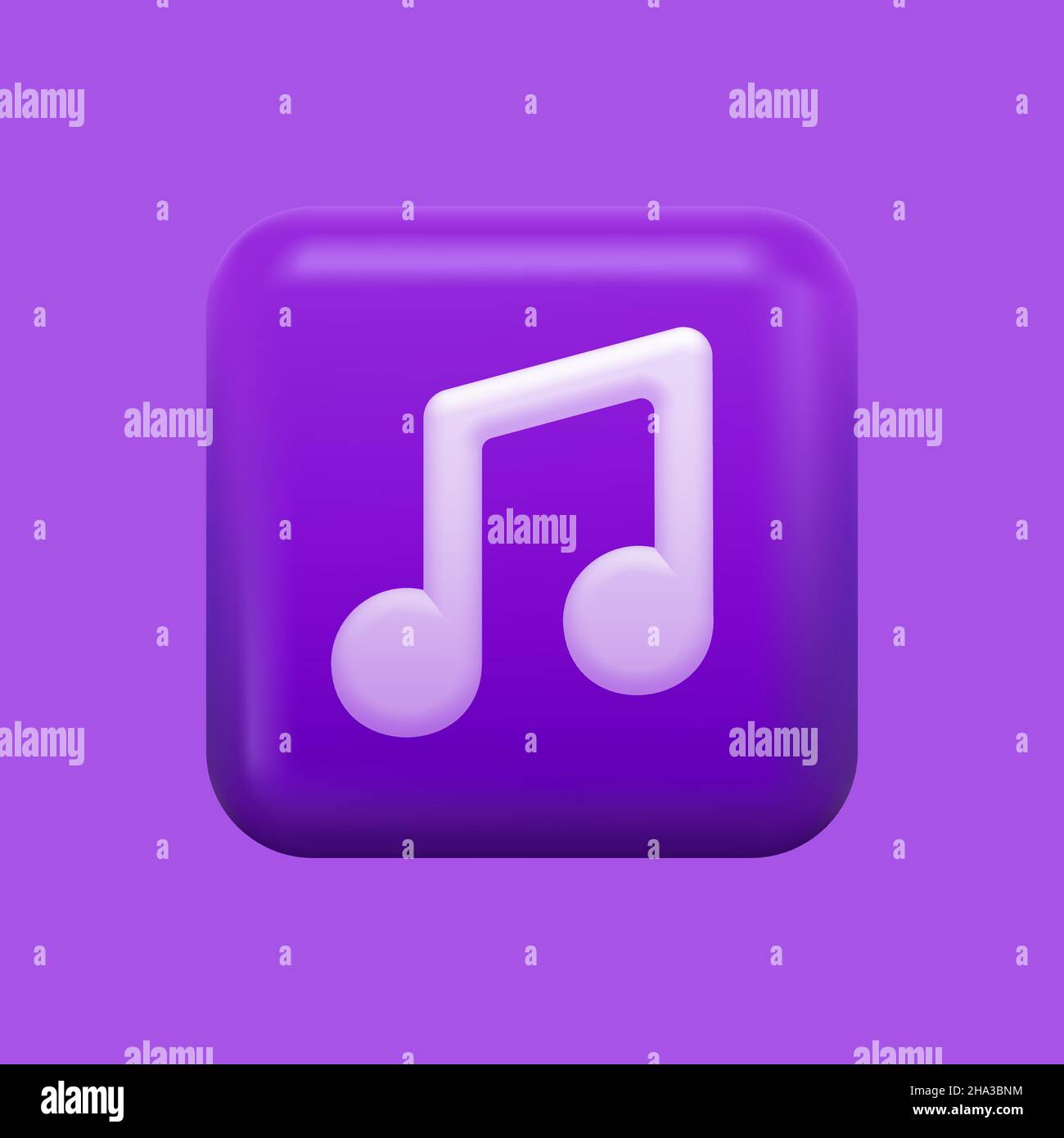 Purple 3D Music Icon. Violet Isolated Button. Vector illustration Stock Vector