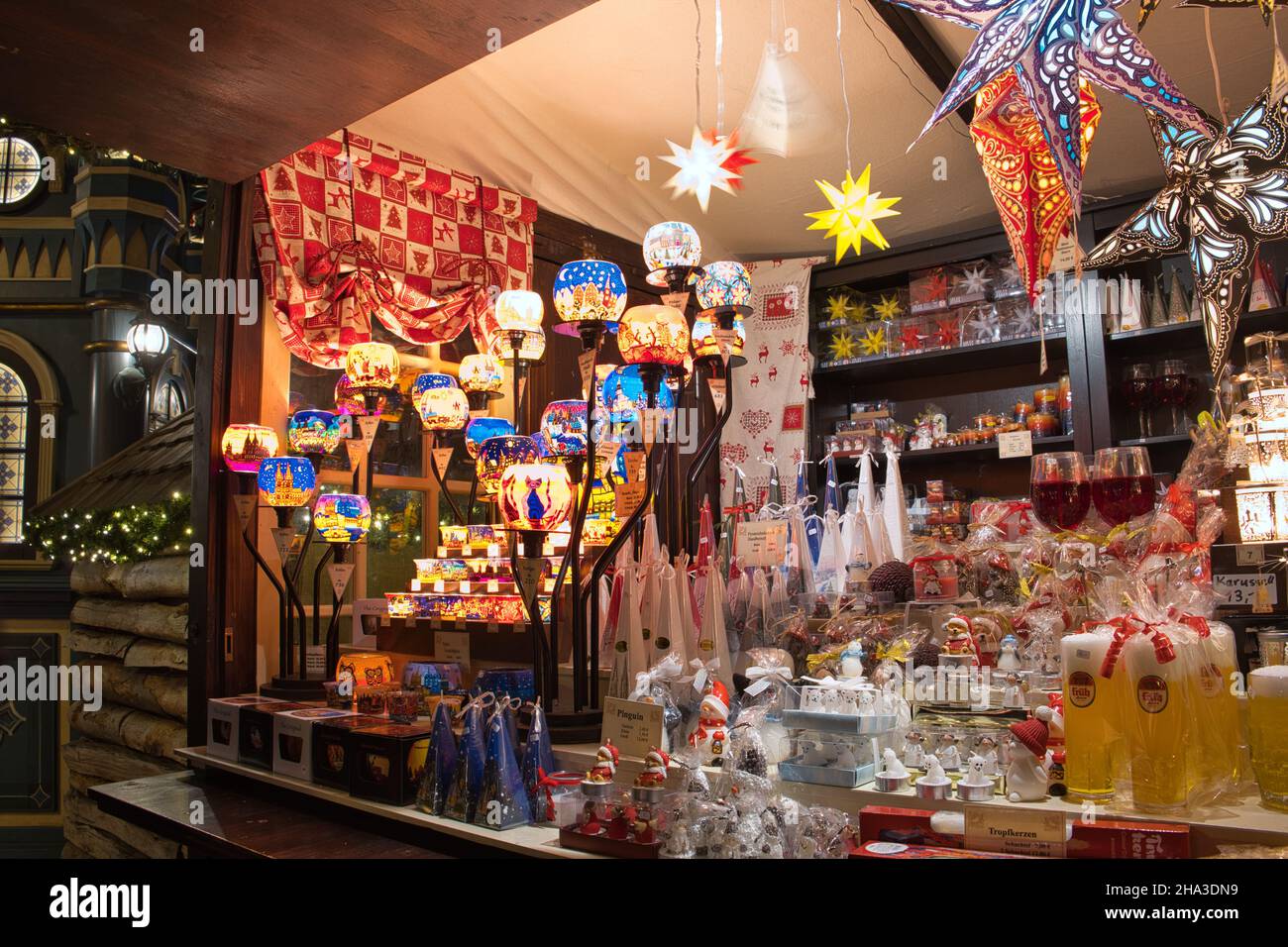 COLOGNE, GERMANY - Dec 06, 2021: sale of souvenirs at the cologne christmas market Stock Photo