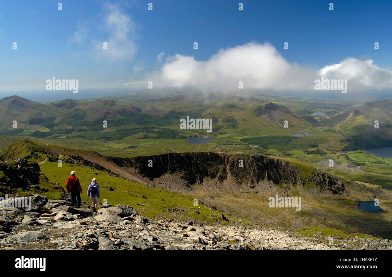 Hillwalkers on Snowdon, Wales UK Stock Photo