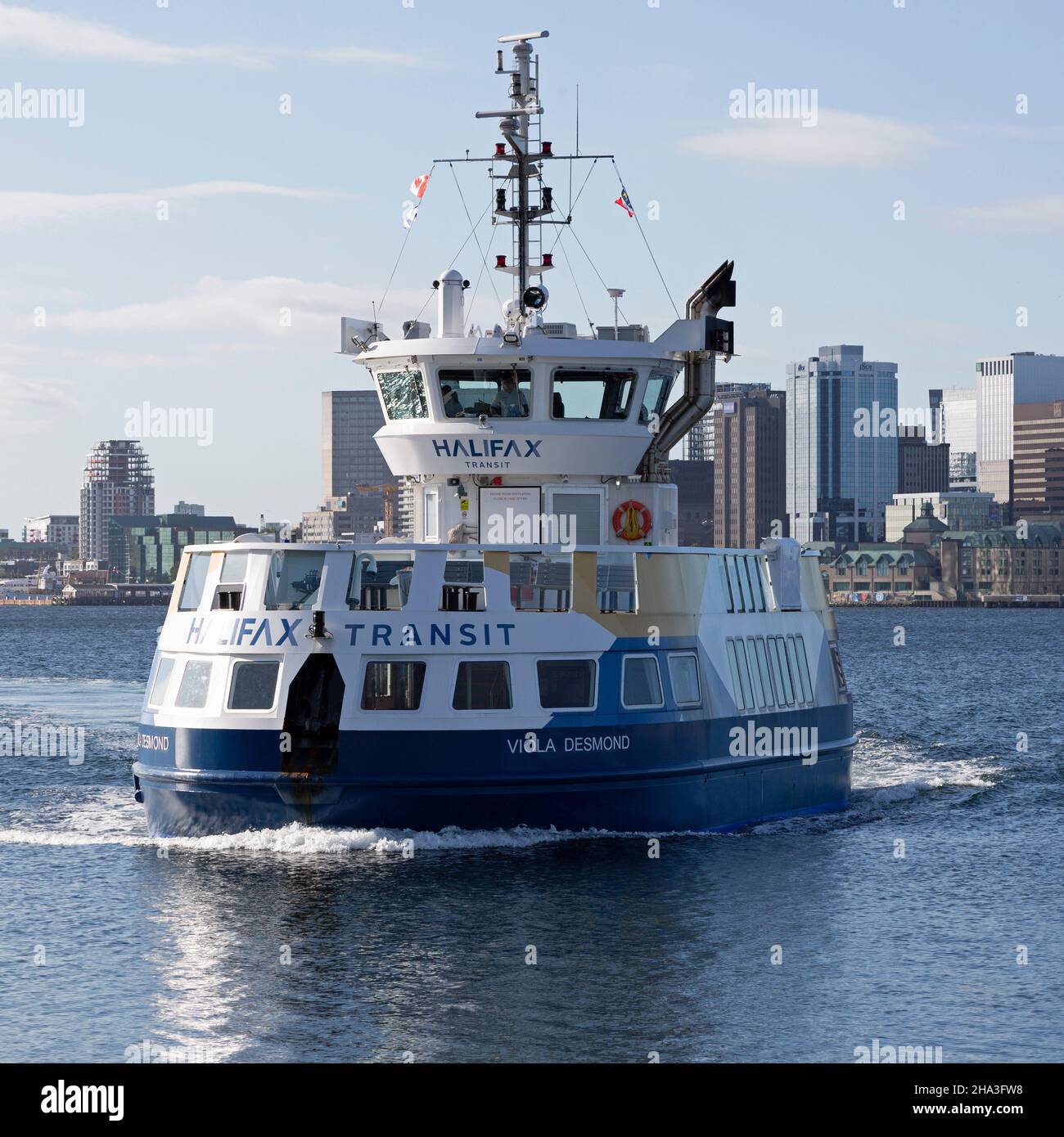 The Halifax-Dartmouth Ferry crosses Halifax Harbour in Nova Scotia, Canada. Stock Photo