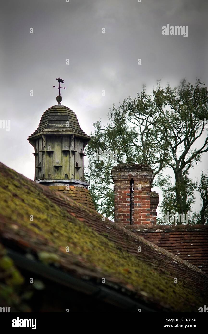 dovecot on roof of country house Stock Photo