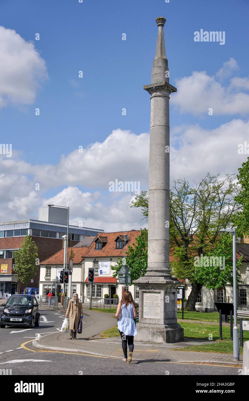 York Column, Monument Green, High Street, Weybridge, Surrey, England, United Kingdom Stock Photo