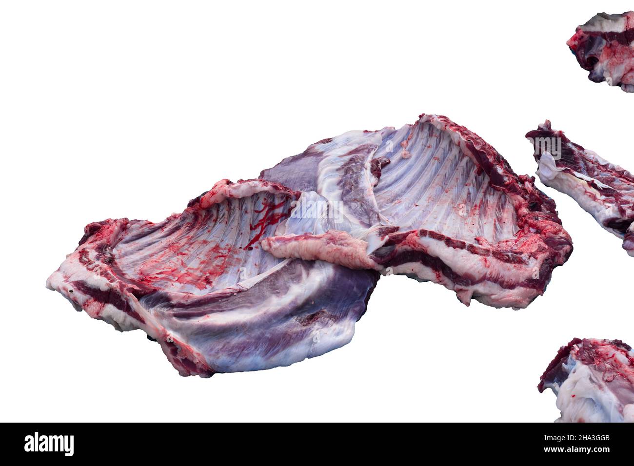 Mutton raw meat on white background Stock Photo