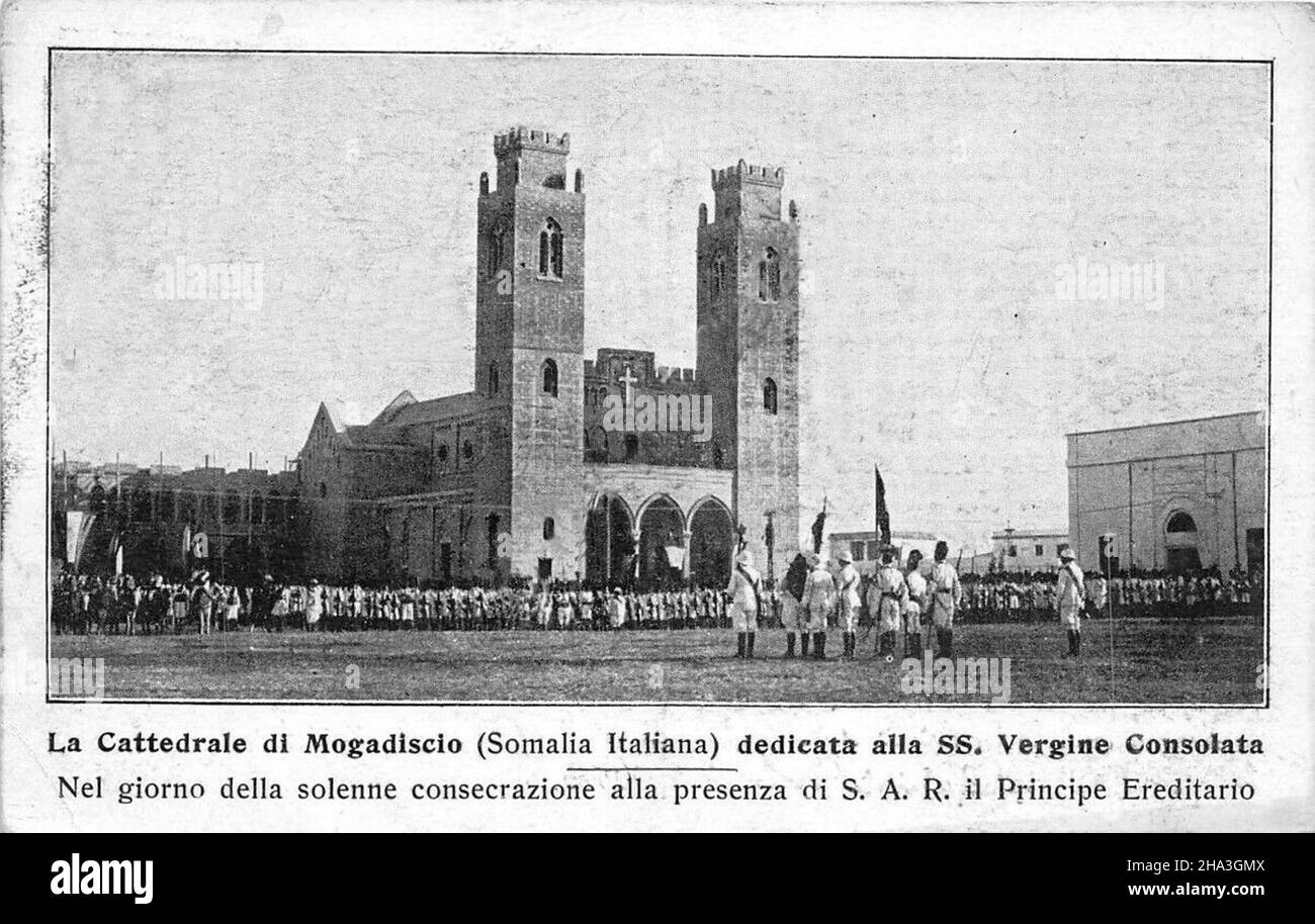 Historical postcard of Italian Somali (1928) Stock Photo