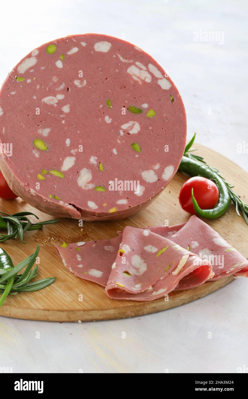 Mortadella sausage on plate hires stock photography and images Alamy