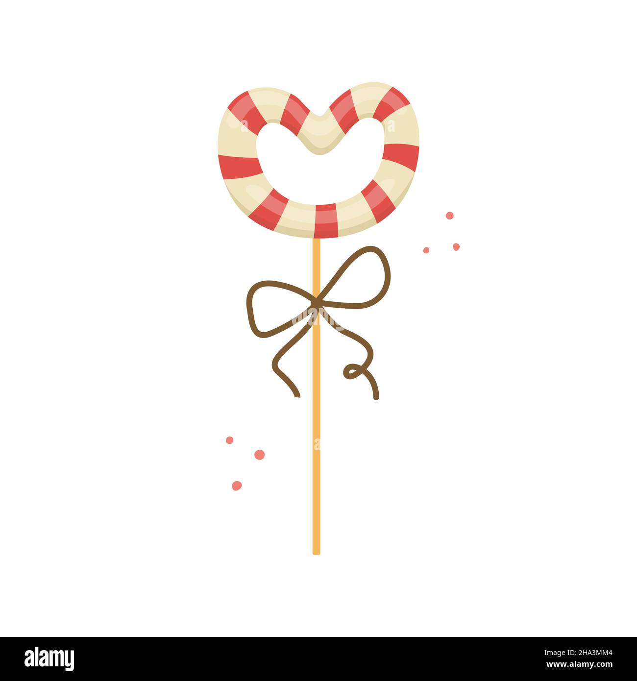 Vector illustration of a heart-shaped lollipop for Valentine's Day. Stock Vector