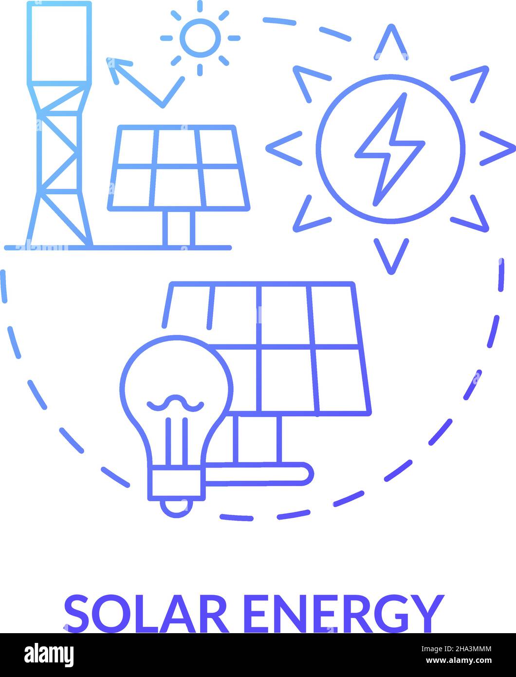 Solar energy blue gradient concept icon Stock Vector