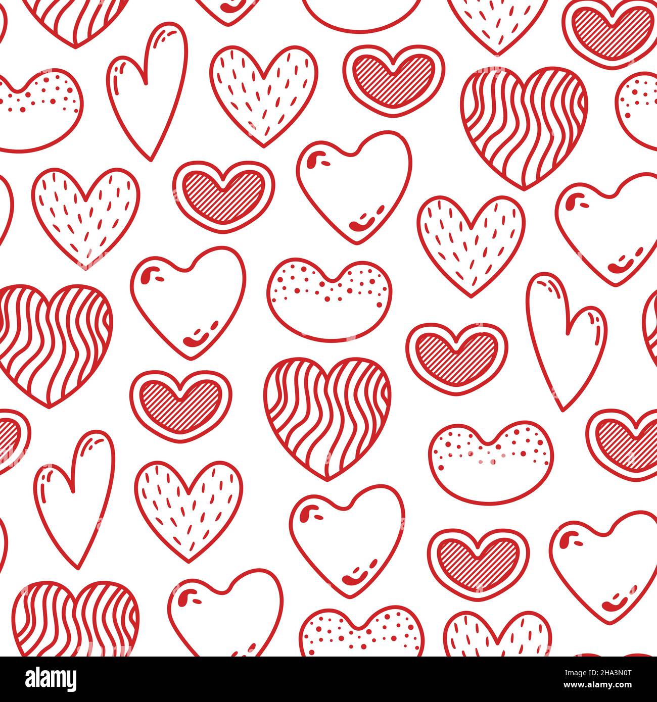 Vector seamless pattern with hearts for Valentine's day. Stock Vector
