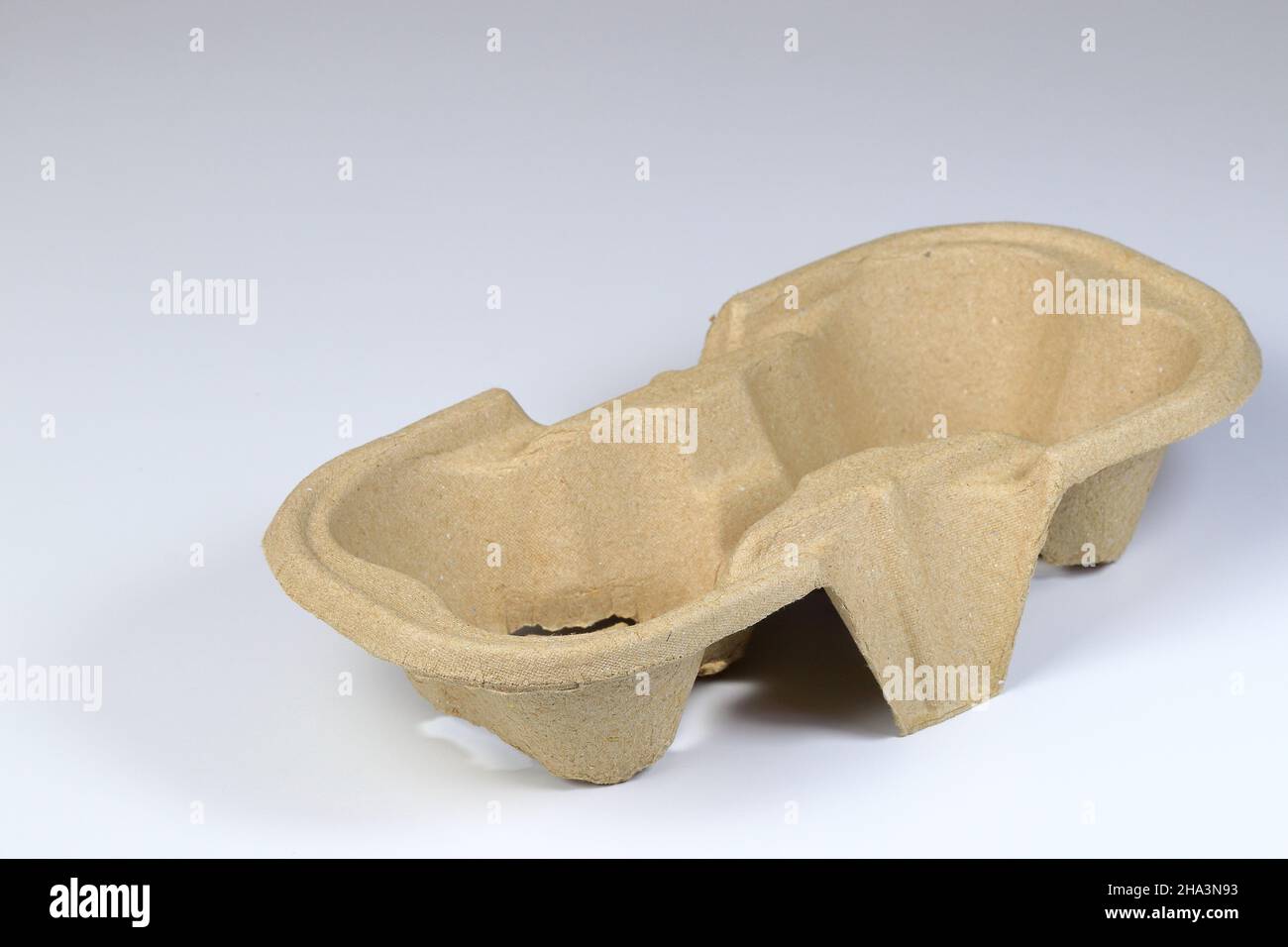 brown paper takeaway beverage holders, recycle paper cup holder on white background Stock Photo