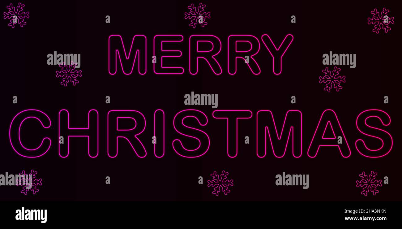 Merry Christmas vector background design with neon effect. Stock Vector