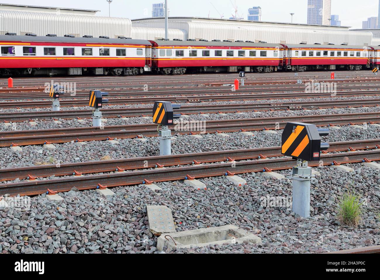 signaling device or traffic light signal on railway, near junction or ...