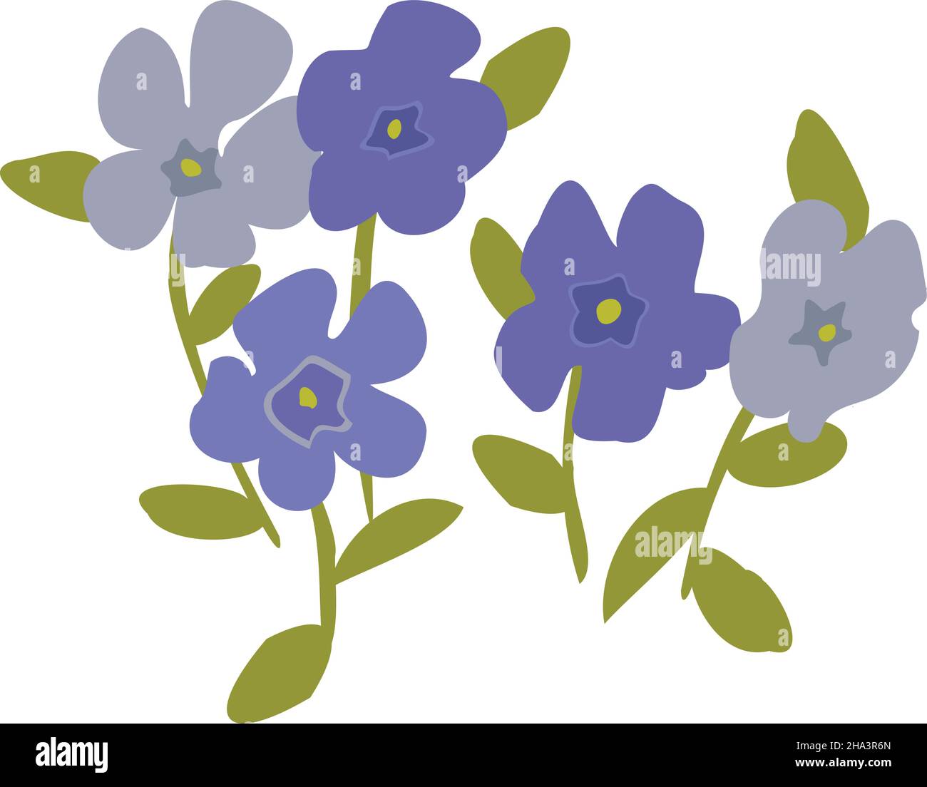 A few periwinkle flower group vector illustration Stock Vector