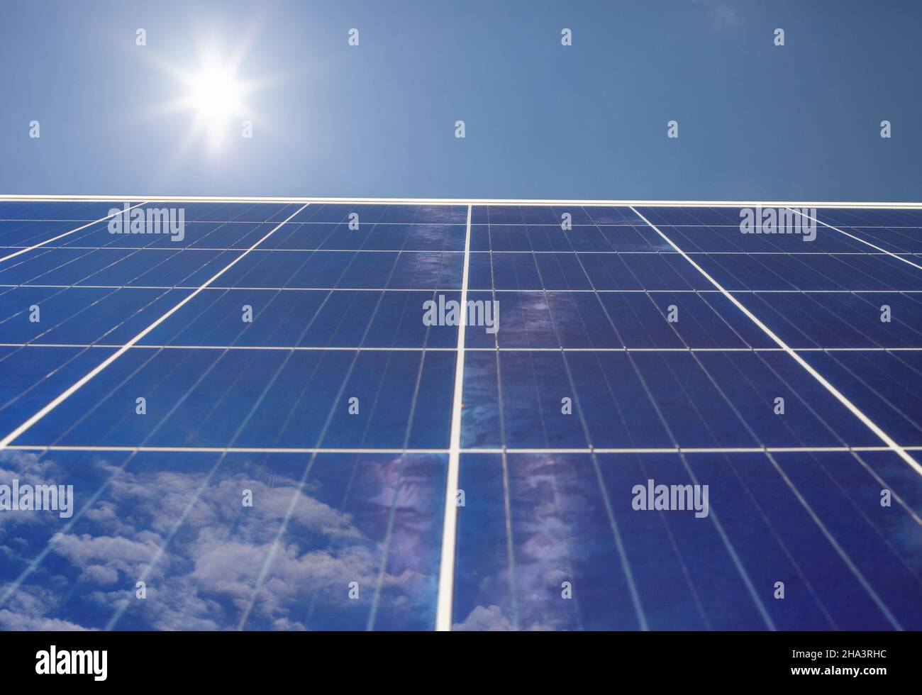 Power solar panel on blue sky background,alternative clean green energy ...