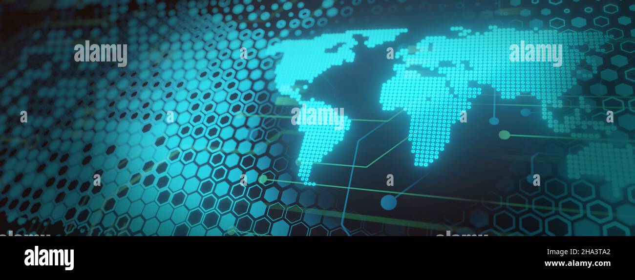World map digital technology global network concept with futuristic ...