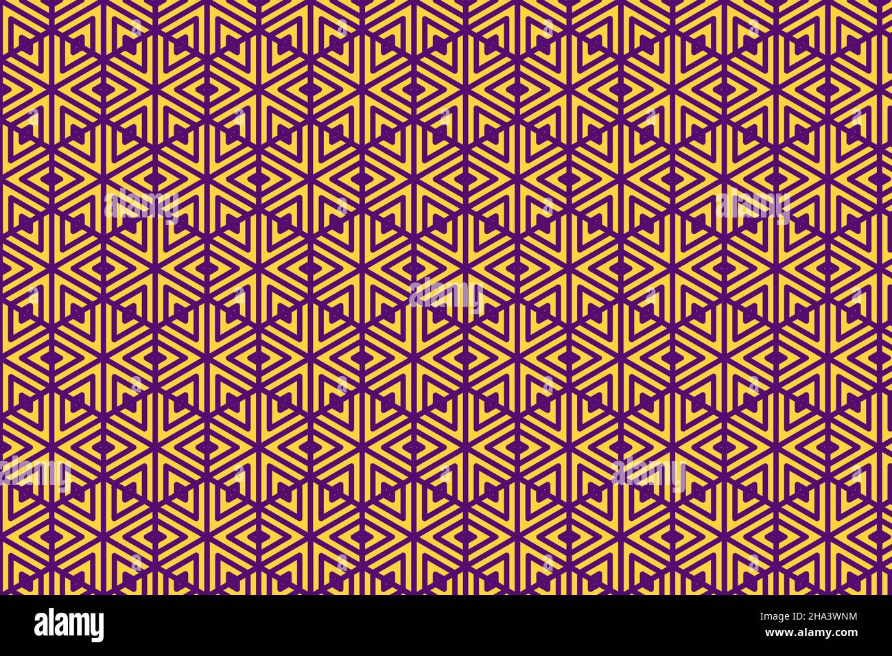 Purple hexagons pattern in a yellow background Stock Photo