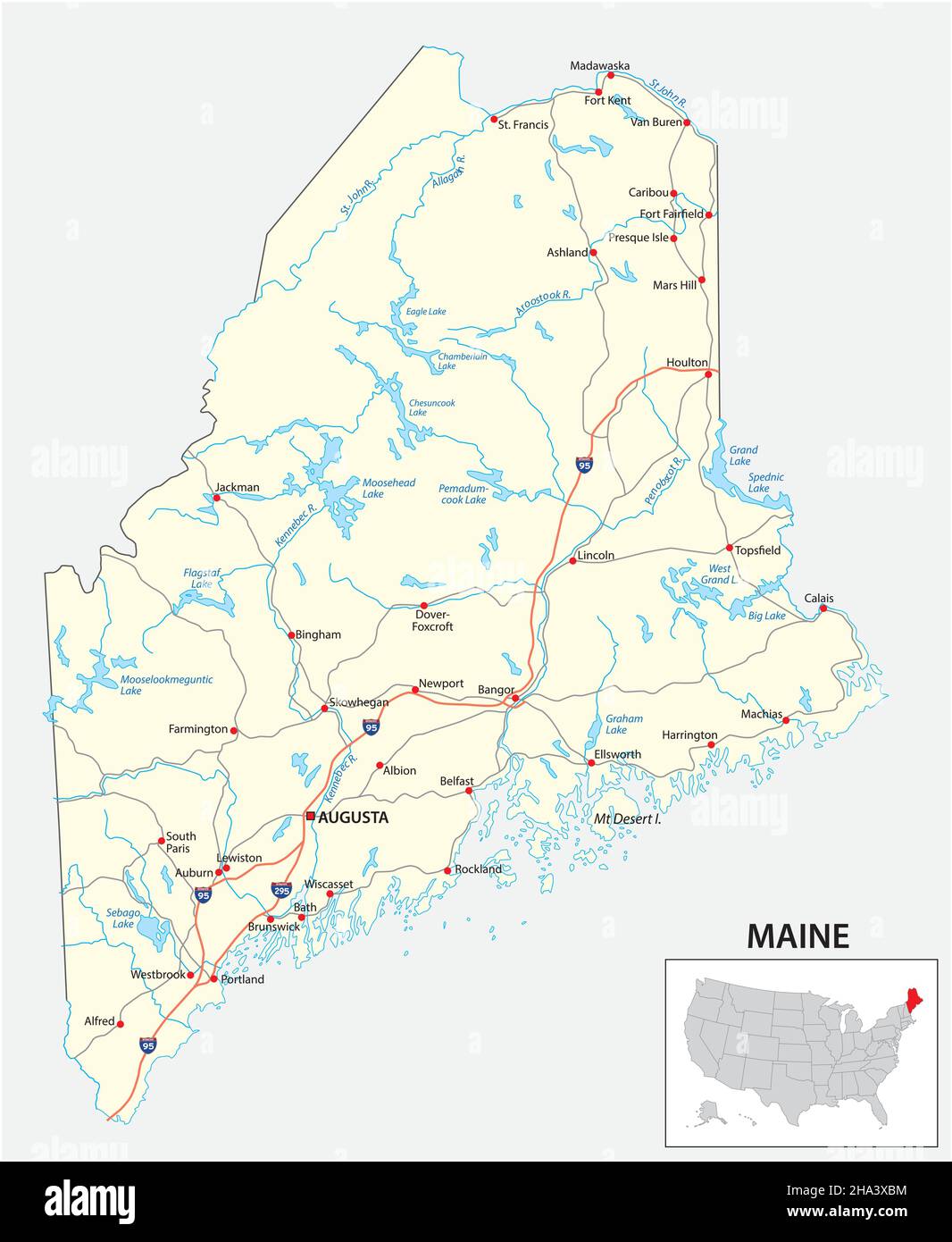 road map of the US American State of maine Stock Vector Image & Art Alamy