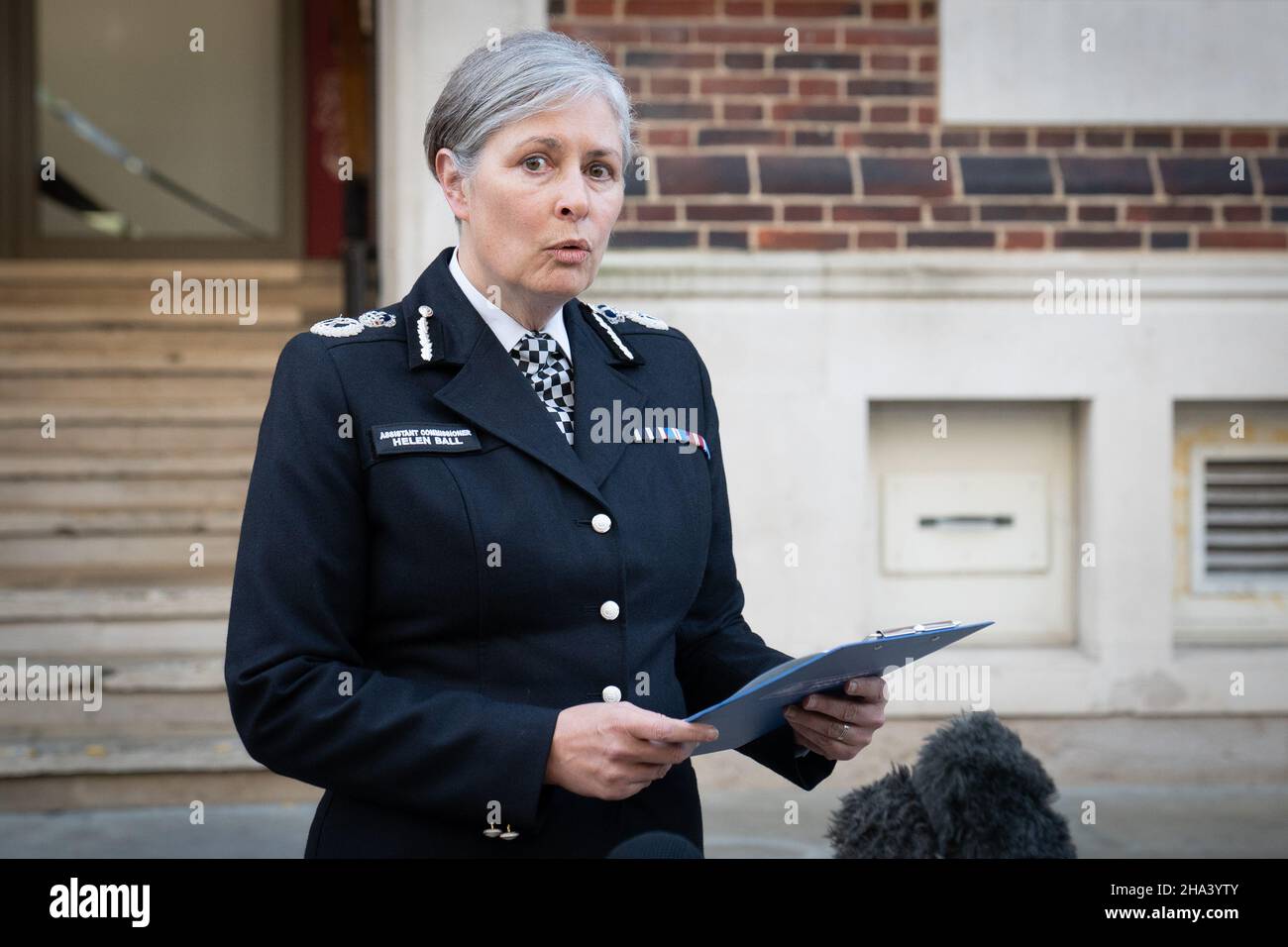 Met police assistant commissioner Helen Ball speaks to the media after the conclusion Barking Town Hall today, after an inquest jury found that police failures in the investigation into the death of Stephen Port's first victim Anthony Walgate 'probably' contributed to the death of Gabriel Kovari, the second young gay man to die in almost identical circumstances in Barking, east London. Picture date: Friday December 10, 2021. Stock Photo