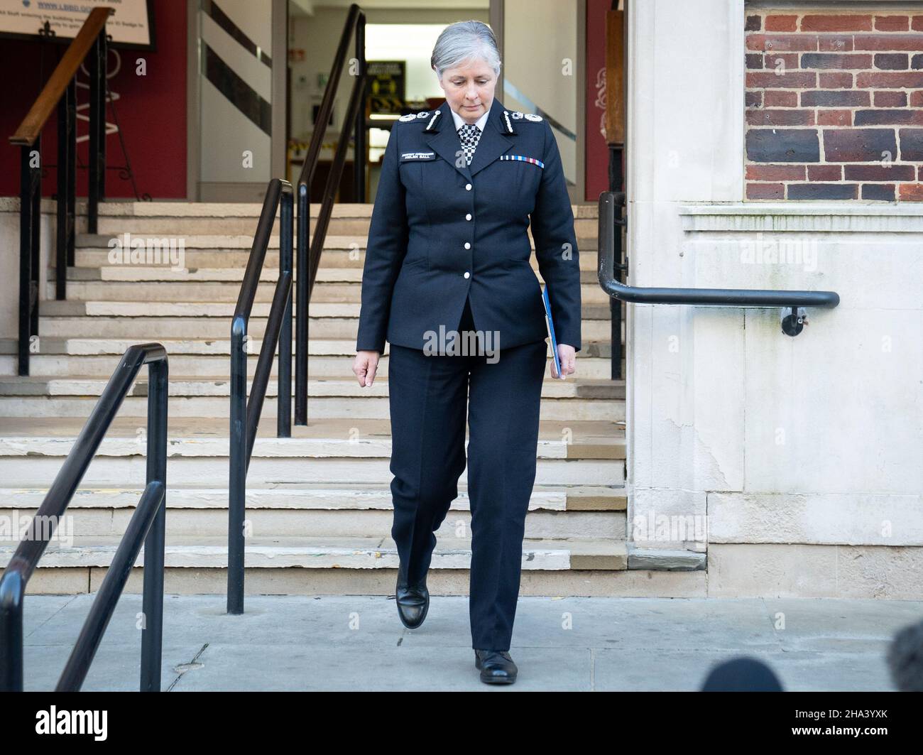 Met police assistant commissioner Helen Ball speaks to the media after the conclusion Barking Town Hall today, after an inquest jury found that police failures in the investigation into the death of Stephen Port's first victim Anthony Walgate 'probably' contributed to the death of Gabriel Kovari, the second young gay man to die in almost identical circumstances in Barking, east London. Picture date: Friday December 10, 2021. Stock Photo